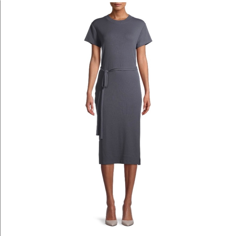 Time and Tru Women’s Knit Midi Dress with Belt…Color: Slate Grey….Brand New